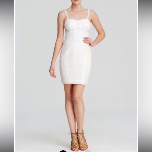Rebecca Minkoff White Eyelet Lace Bustier Claudia Dress Sz L - Picture 2 of 14